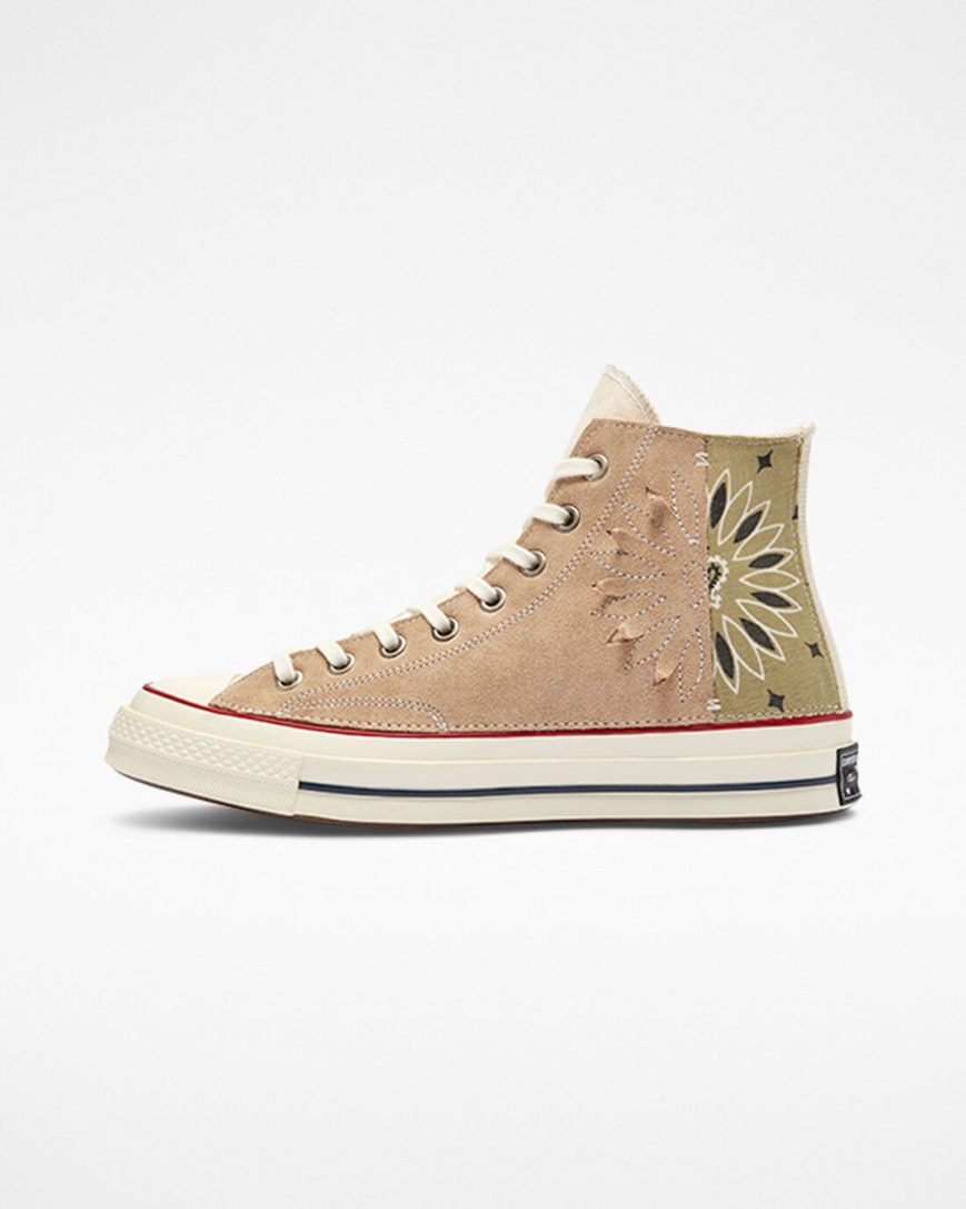 Tenis Converse Chuck 70 LTD Paisley Camurça Cano Alto Feminino Bege Marrom | PT U015TP3